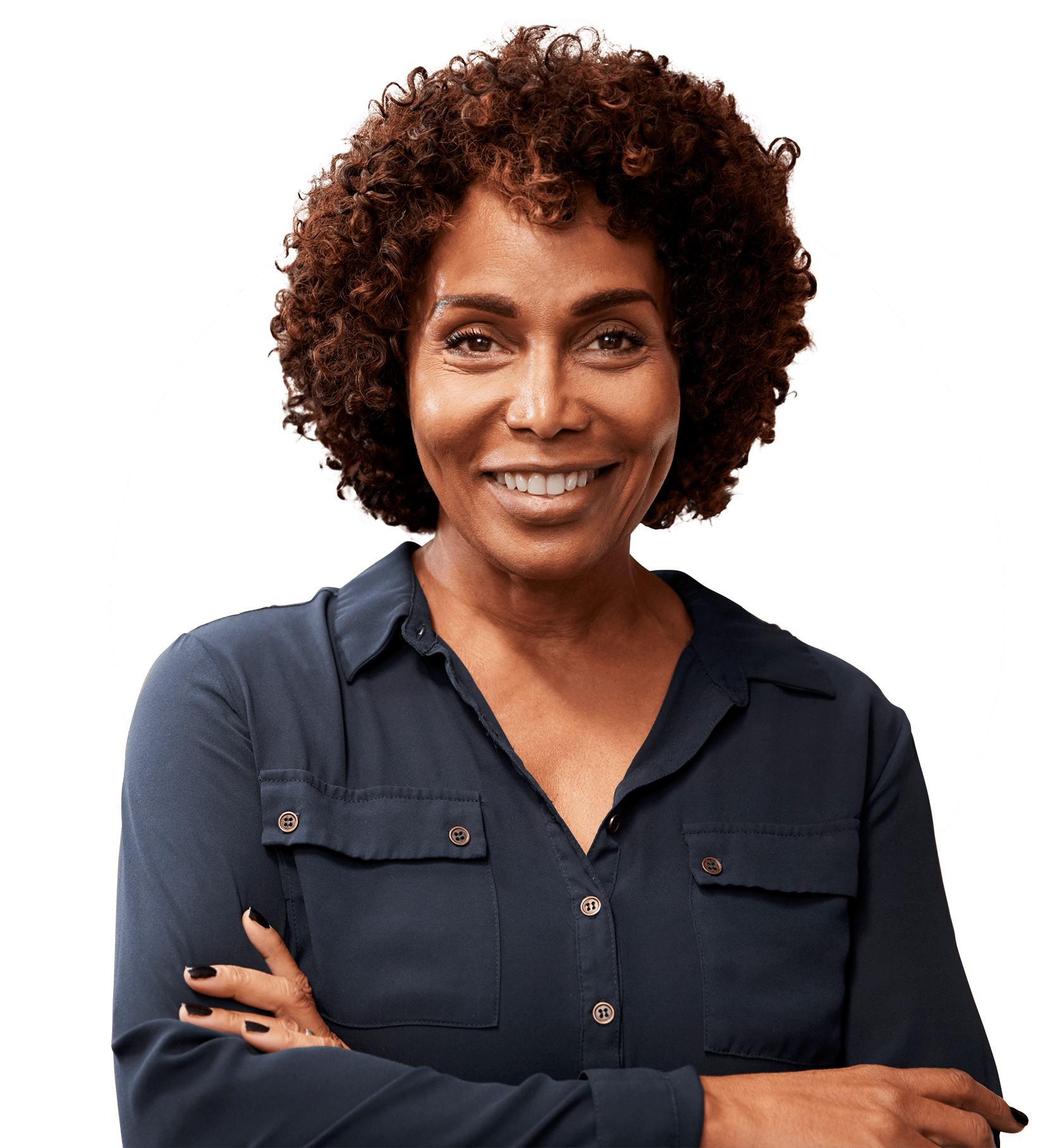 picture of a woman smiling with her arms crossed